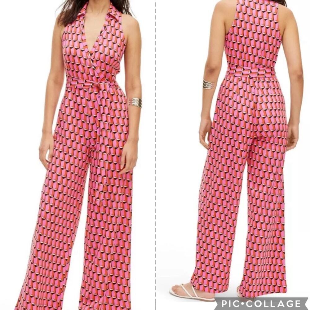 Diane Von Furstenberg for Target sleeveless jumpsuit pants geometrical XS